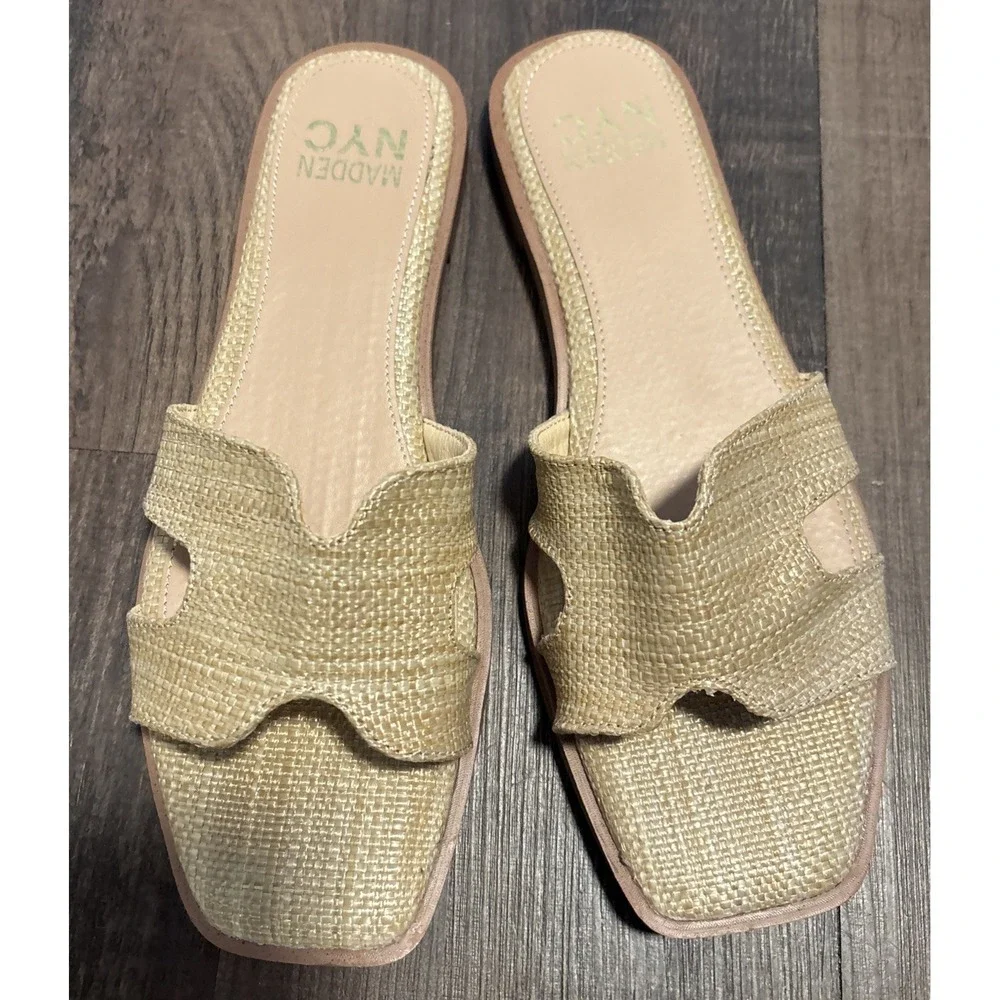 Madden‎ NYC Women's Classic Flat Slide Sandals,  7.5 Slip-On, Medium Width NWOT